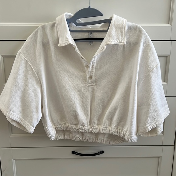 Zara cropped short sleeve collared shirt - Picture 1 of 2